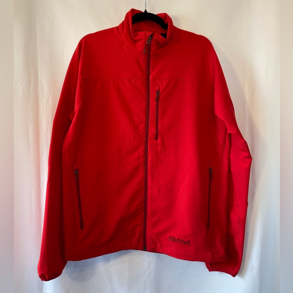 Marmot Mens Red Tempo Softshell Jacket Medium Gorpcore Hiking  Water Repellent